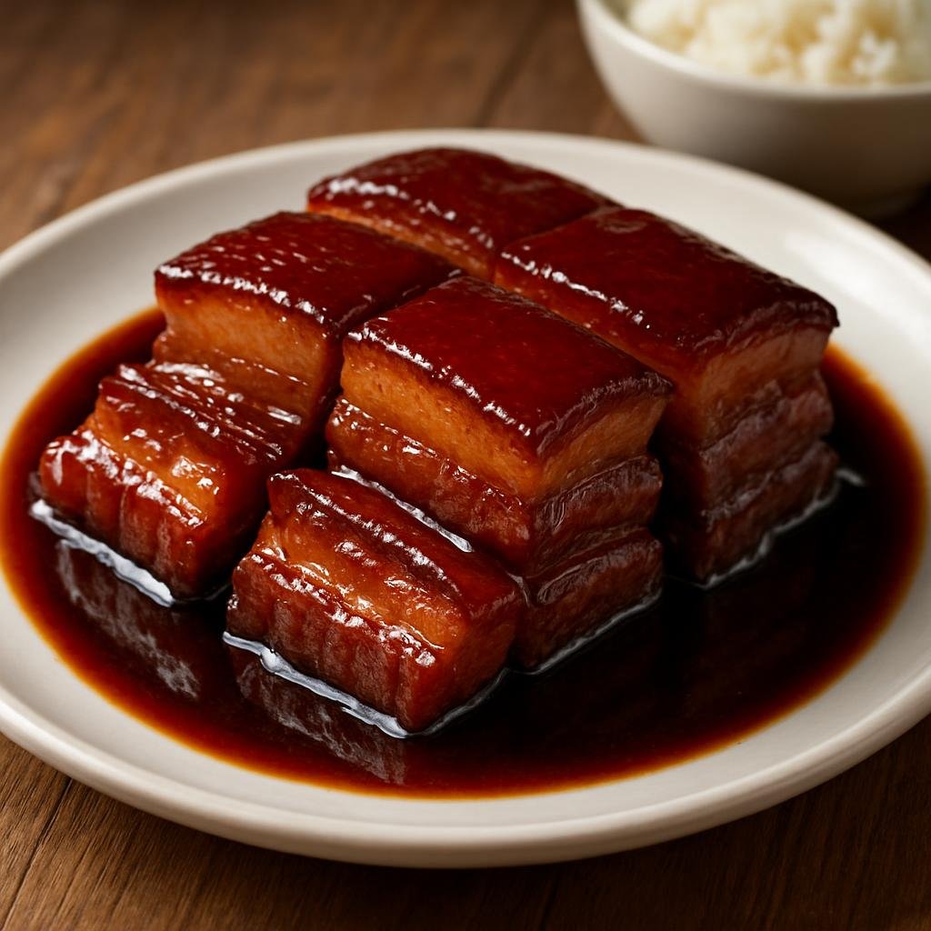 Entree: China – Shanghai / Hu Cuisine – 上海红烧肉 ➤ Shànghǎi hóngshāo ròu (Slow-braised pork belly in a glossy sweet-savory soy and caramel sauce) recipe