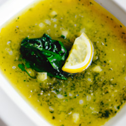 Soup: United States – Lemon-Thyme Orzo Broth with Spinach recipe