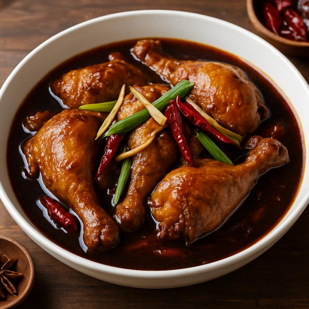 Entree: China – Shanxi – 山西老陈醋鸡 ➤ Shānxī lǎo chén cù jī (Chicken braised in sharp aged Shanxi vinegar with soy, ginger, and aromatics) recipe