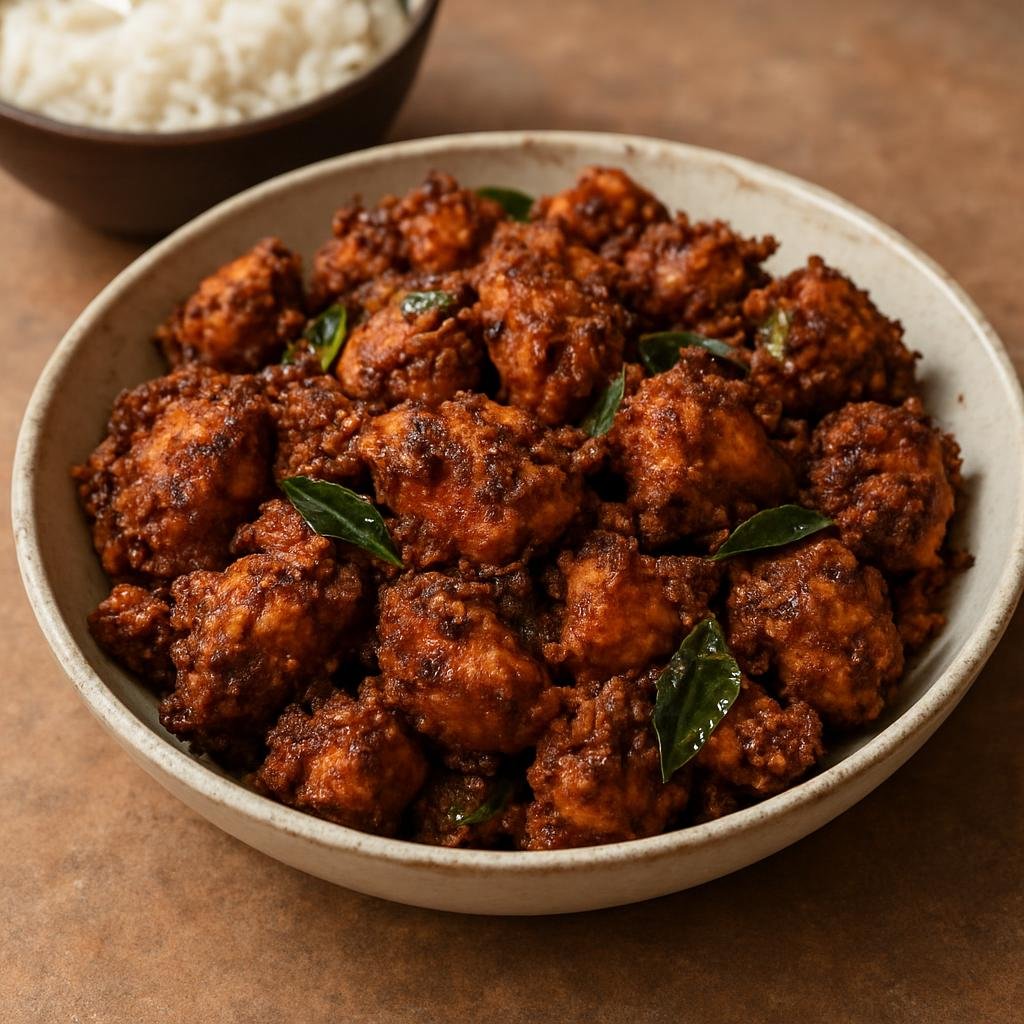 Entree: India – Mangalorean – Kori Ajadina (A spicy, dry Mangalorean-style coconut and spice chicken fry) recipe