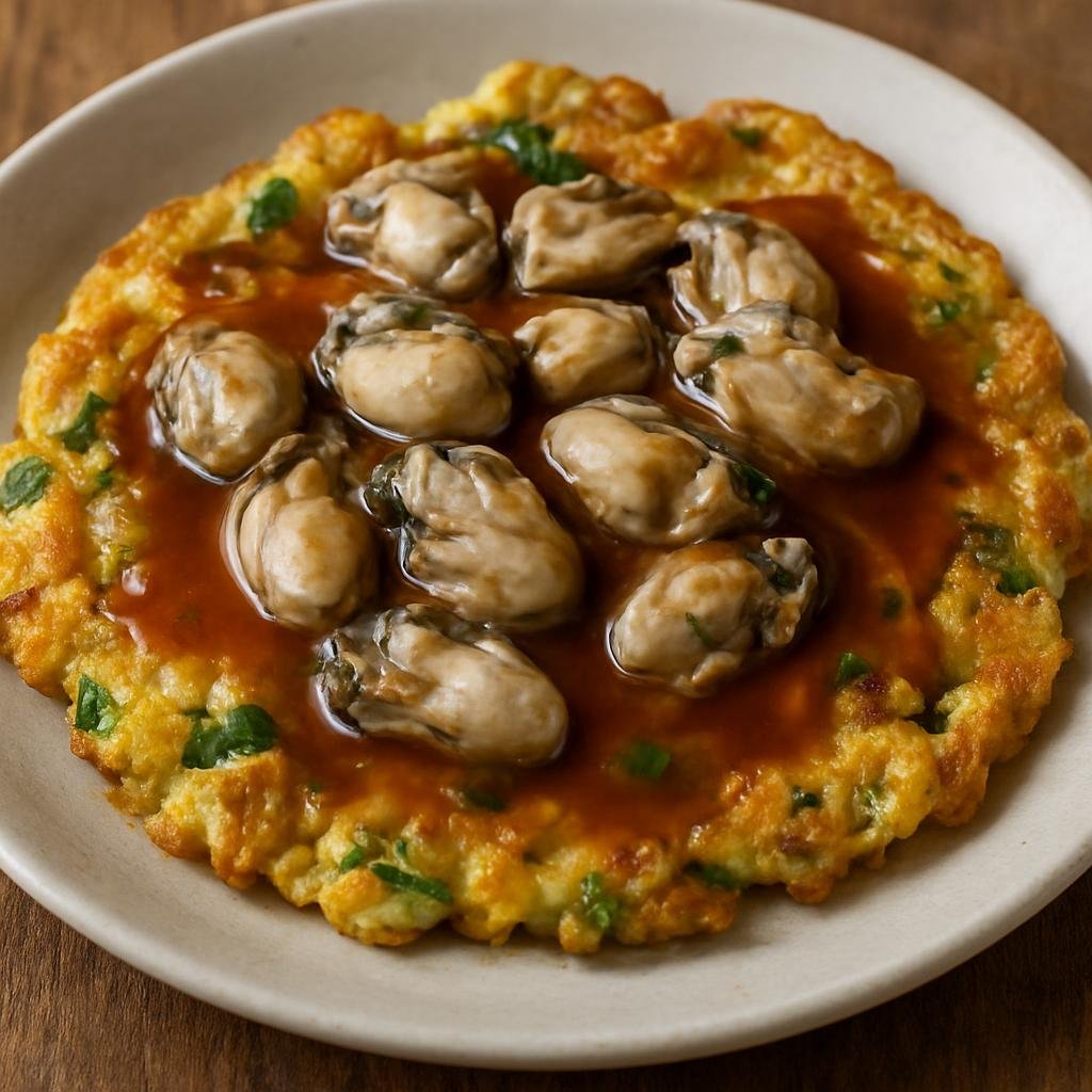 Entree: China – Taiwanese Chinese – 蚵仔煎 ➤ Kēzǎi jiān (Pan-fried starch-thickened omelette with fresh oysters served with a savory-sweet sauce) recipe