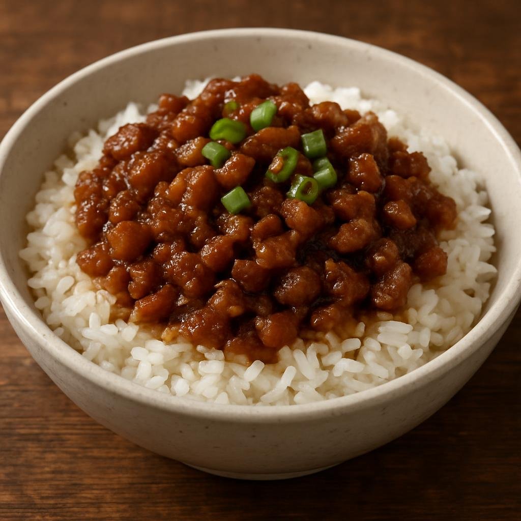 Entree: China – Taiwanese Chinese – 滷肉飯 ➤ lǔ ròu fàn (Soy-braised minced pork served over steamed rice) recipe