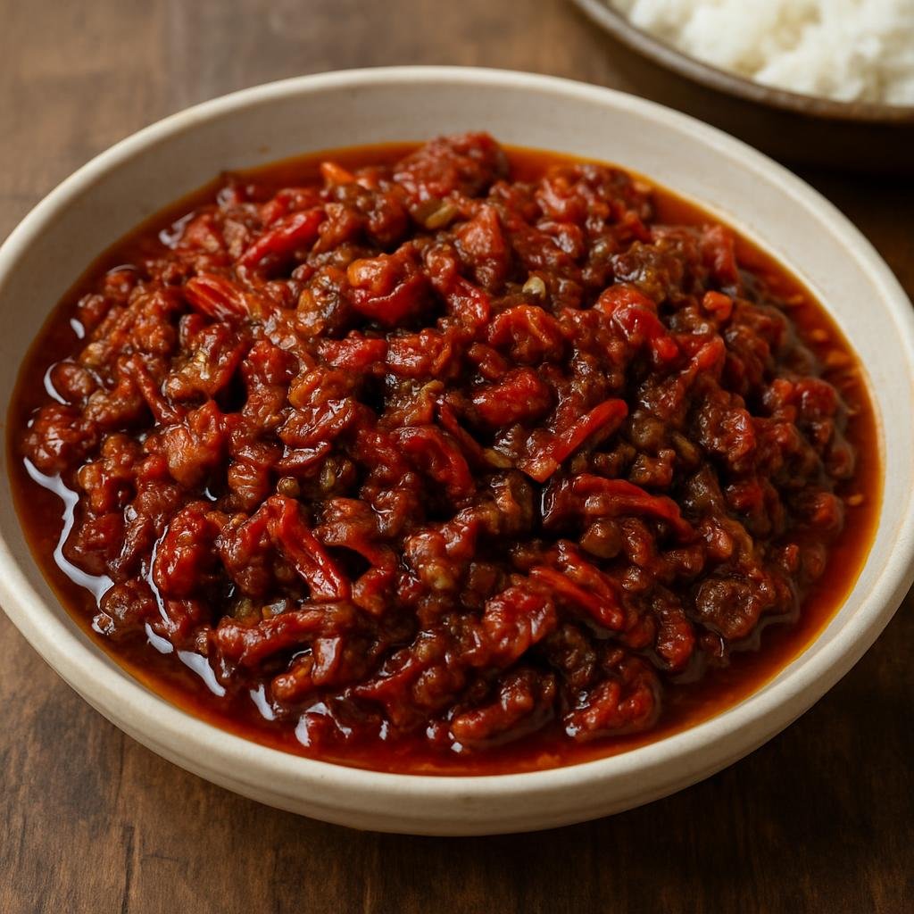Entree: India – Manipur – Morok Metpa (A fiery Manipuri chopped-chili and fermented-fish relish cooked into a robust savory dish to eat with rice) recipe