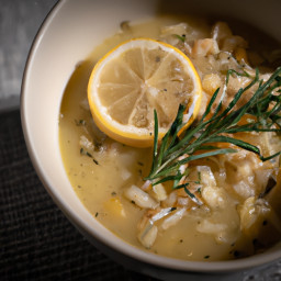 Soup: United States – Orzo Soup with Fennel, Thyme, Lemon and Rosemary Broth recipe