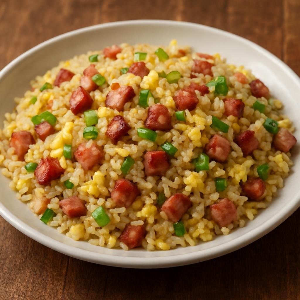 Entree: China – Tianjin – 天津炒饭 ➤ Tiānjīn chǎofàn (Stir-fried rice with egg, barbecued pork, and scallions in Tianjin style) recipe