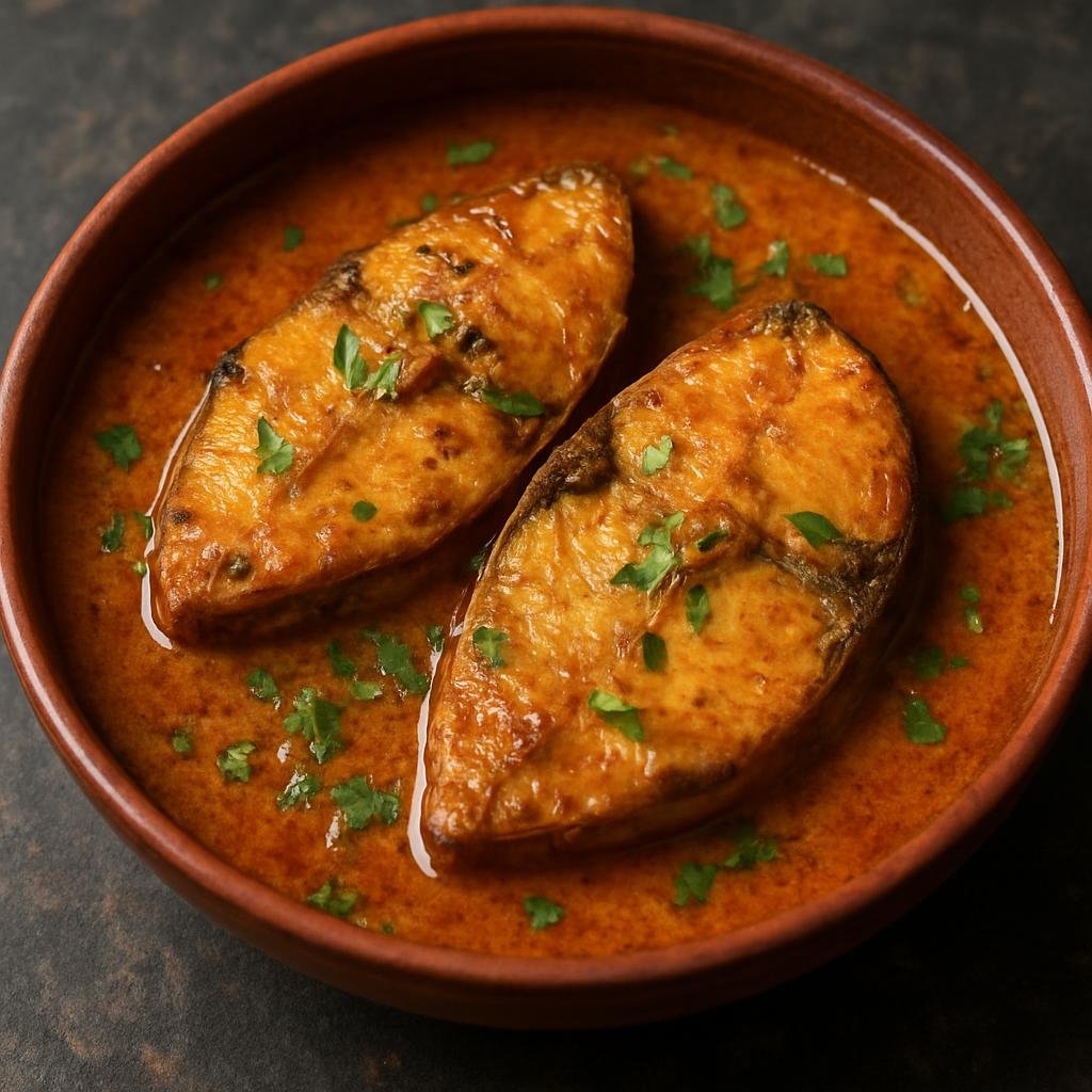 Entree: India – Mumbai & Konkan – सुरमई ➤ Surmai (Kingfish seared and simmered in a tangy coconut-and-spice curry typical of the Konkan coast) recipe