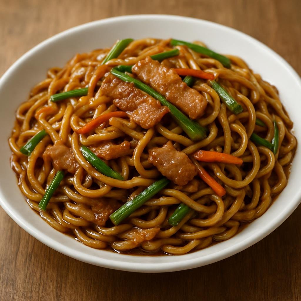 Entree: China – Tianjin – 天津炒面 ➤ Tiānjīn chǎomiàn (Stir-fried wheat noodles with sliced pork and vegetables in a savory Tianjin-style sauce) recipe