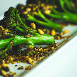 Charred Baby Broccoli with Lemon-Pistachio Herb Garnish recipe