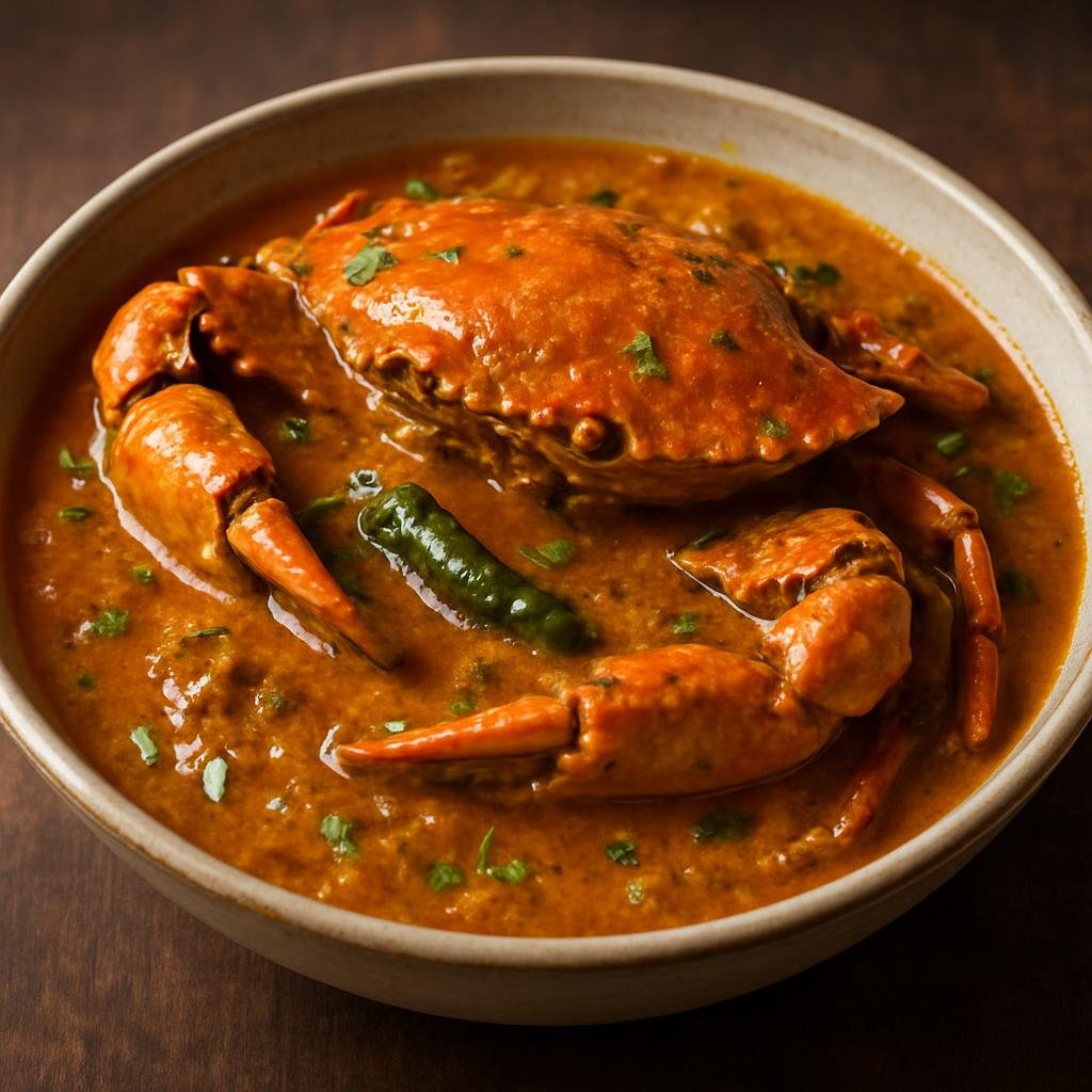Entree: India – Odisha – କାଙ୍କଡ଼ା ଝୋଲା ➤ Kankada Jhola (Odisha-style spicy crab curry simmered in a tangy, mustard-scented gravy) recipe