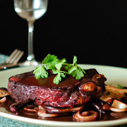 Entrée: United States – Pan-Seared Porterhouse Steak with Red Wine and Shallot Pan Sauce recipe