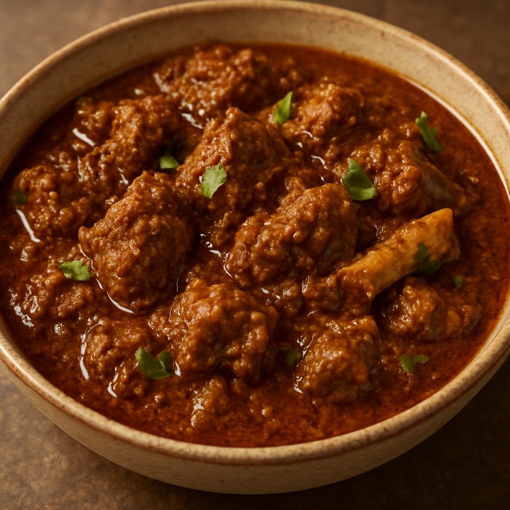 Entree: India – Odisha – ମଟନ୍ କସା ➤ Matan Kasa (Slow-braised Odia mutton curry cooked with browned onions and roasted spices) recipe
