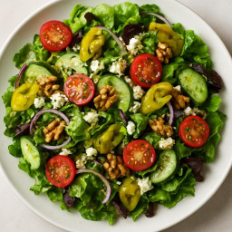 Salad: United States – Mixed Greens with Lemon-Herb Vinaigrette and Pickled Peppers recipe