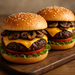 Entree: United States – Classic American Cheeseburgers with Sautéed Mushrooms recipe