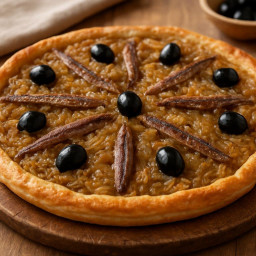 Appetizer: France – Provence – Pissaladière Provençale (Provençal Onion Tart with Anchovies and Olives) recipe
