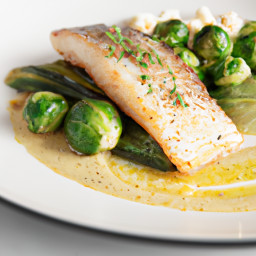 Entrée: United States – Pan-Seared Halibut with Lemon-Butter and Crispy Brussels Sprouts recipe