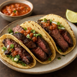 Entree: United States – Texas – Hanger Steak Tacos al Carbón recipe