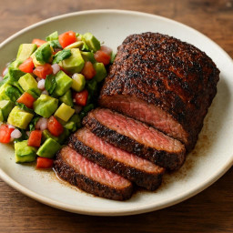 Entree: United States – Texas – Chipotle‑Rubbed Hanger Steak with Avocado Salsa recipe