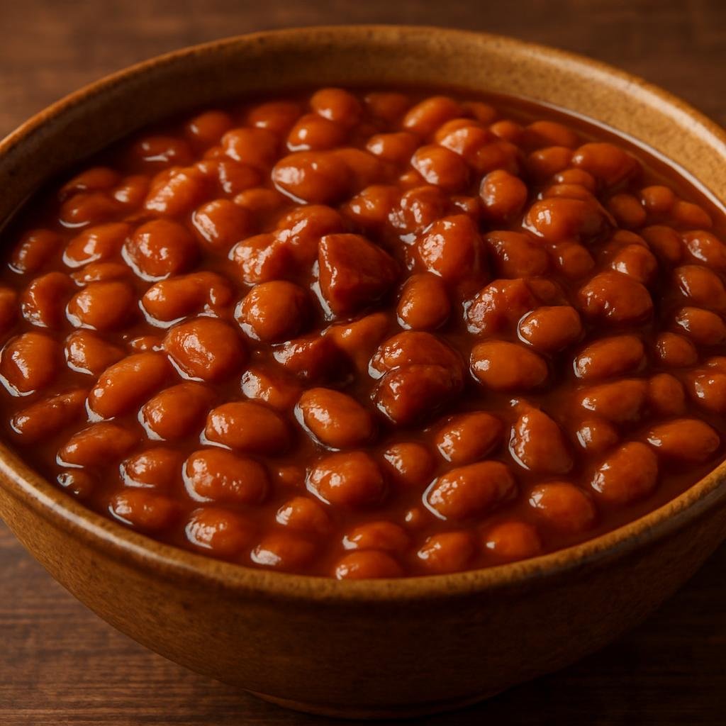 Entree: United States – Southern United States – Baked Beans (Slow-baked or simmered beans in a sweet-savory molasses and pork sauce, a Southern barbecue and picnic staple) recipe
