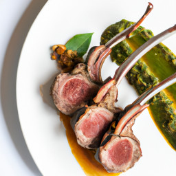 Entrée: United States – Rack of Lamb with Mint Pesto recipe