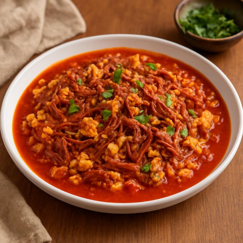 Entree: Mexico – Michoacan – Aporreadillo (Scrambled Dried Beef with Eggs) recipe
