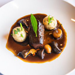 Entrée: United States – Pan-Roasted Elk with Mushroom-Garlic Sauce and Pearl Onions recipe