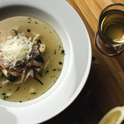 Soup: United States – Lemon-Fennel Parmesan Broth with Toasted Rice-Shaped Pasta recipe