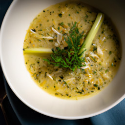Soup: United States – Lemony Fennel-Parmesan Brodo with Cannellini and Herbs recipe