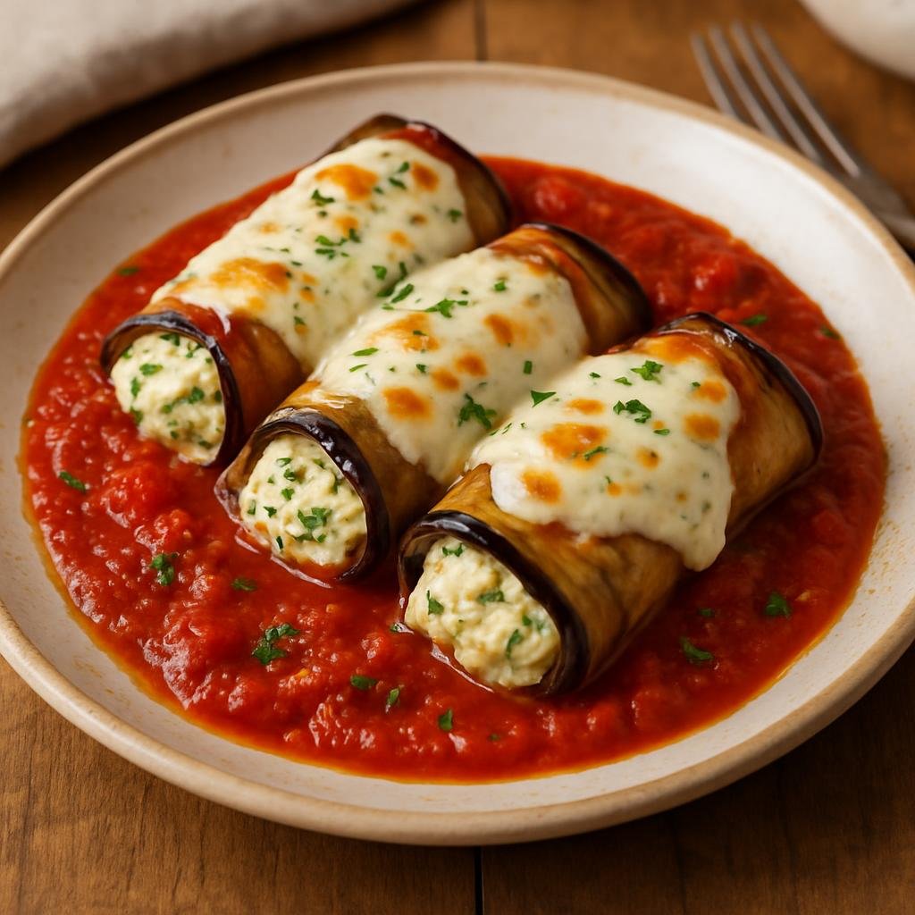 Entree: United States – Mid-Atlantic United States (New Jersey) – New Jersey Eggplant Rollatini recipe