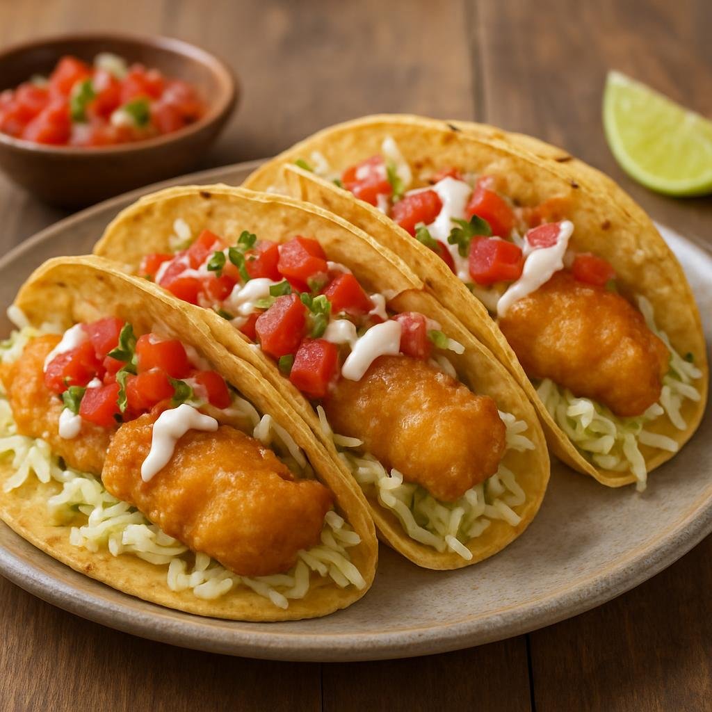 Entree: Mexico – Baja Peninsula Mexico – Tacos de Pescado Estilo Baja (Baja-Style Fish Tacos) recipe