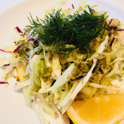 Side Dish: United States – Shaved Cabbage and Fennel Slaw with Lemon, Dill, and Kalamata recipe