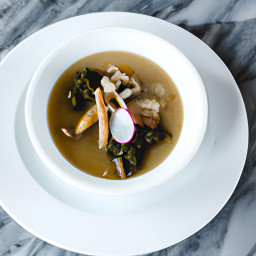 Soup: United States – Peppery Cider Collards and White Bean Broth recipe