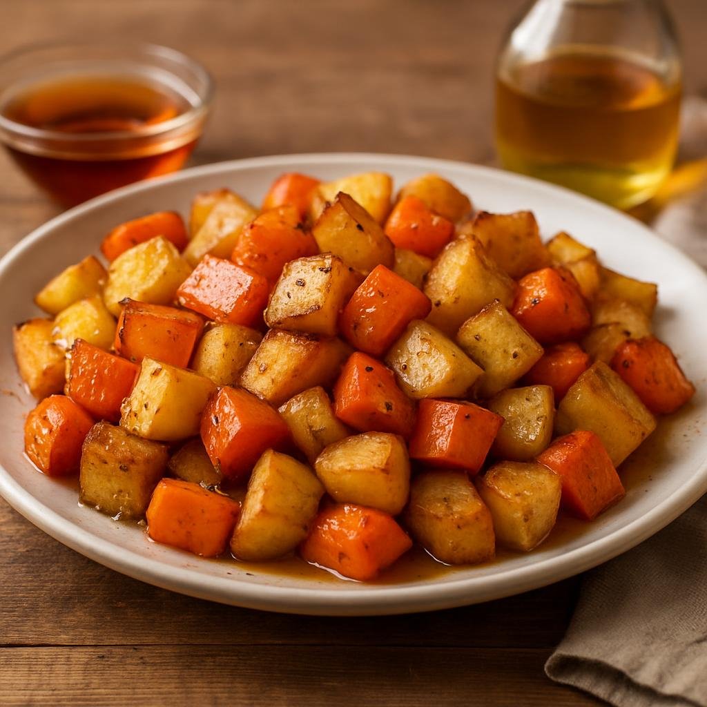 Side Dish: United States – Vermont, New England – Vermont Maple Roasted Root Vegetables recipe