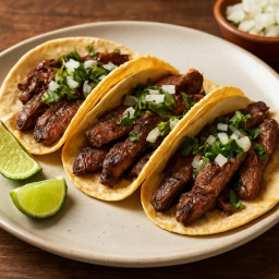 Entree: Mexico – Northern Mexico / Borderlands (Tex‑Mex influence) – Tacos al Carbón with Hanger Steak (Grilled hanger steak tacos) recipe