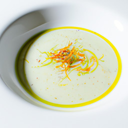 Soup: United States – Fennel-Leek Saffron Broth with Lemon-Herb Drizzle recipe
