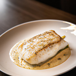 Entrée: United States – Pan-Seared Halibut with White Wine Sauce