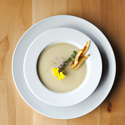 Soup: United States – Roasted Parsnip, Leek and Green Apple Soup with Thyme Oil recipe