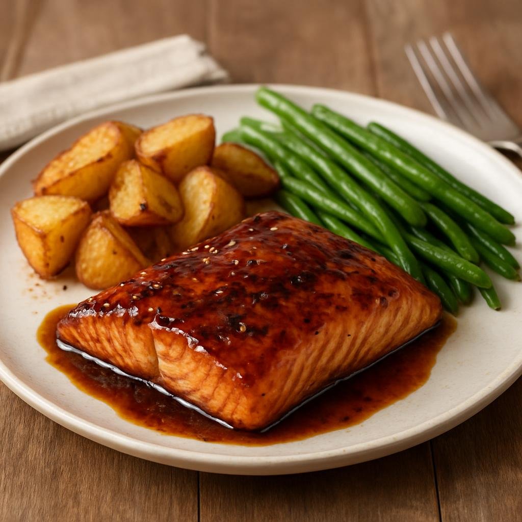 Entree: United States – New England (New Hampshire) – Maple Balsamic Glazed Salmon recipe