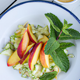 Peach and Cucumber Slaw with Tangy Lemon-Buttermilk Dressing recipe