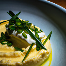Side Dish: United States – Creamy Mascarpone Polenta with Charred Scallions recipe