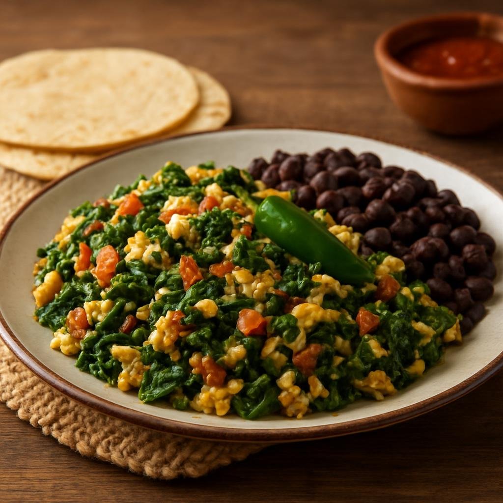 Entree: Mexico – Gulf Coast Mexico — Tabasco – Chaya con Huevo (Chaya with Egg) recipe