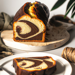 Dessert: United States – Chocolate-Vanilla Marble Loaf Cake with Chocolate Glaze recipe