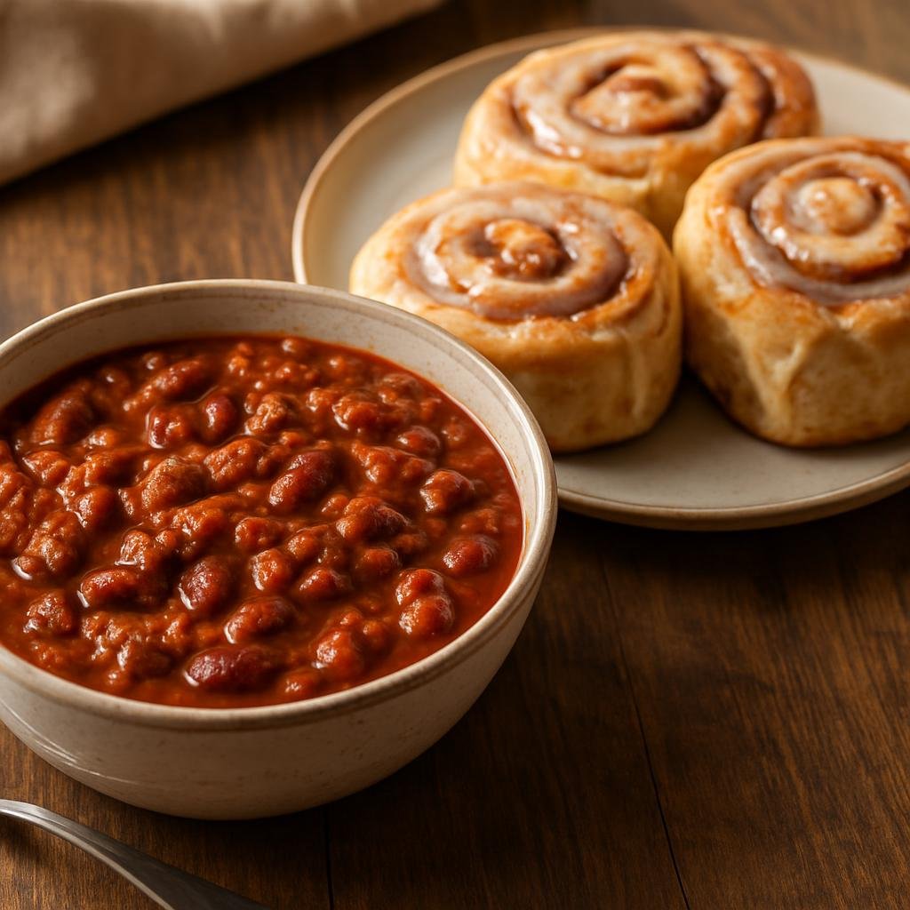 Entree: United States – Nebraska, Great Plains United States – Nebraska Chili and Cinnamon Rolls recipe