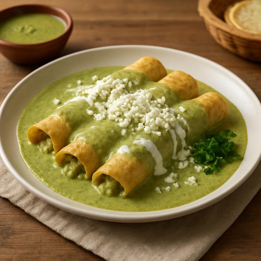 Entree: Mexico – Puebla – Enchiladas Poblanas (Poblano Enchiladas) recipe