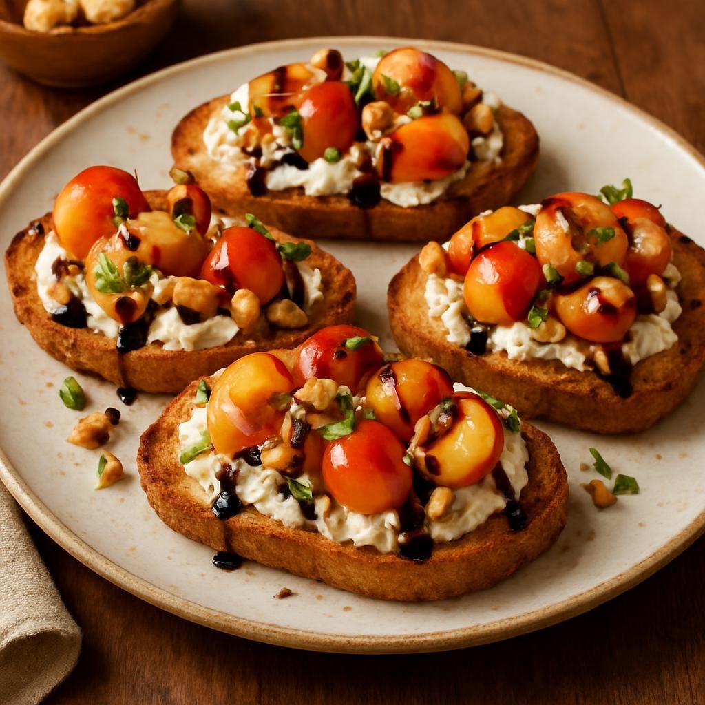 Appetizer: United States – Washington — Pacific Northwest – Rainier Cherry Bruschetta recipe