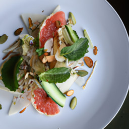Shaved Fennel, Cucumber and Grapefruit Salad with Mint and Toasted Almonds recipe