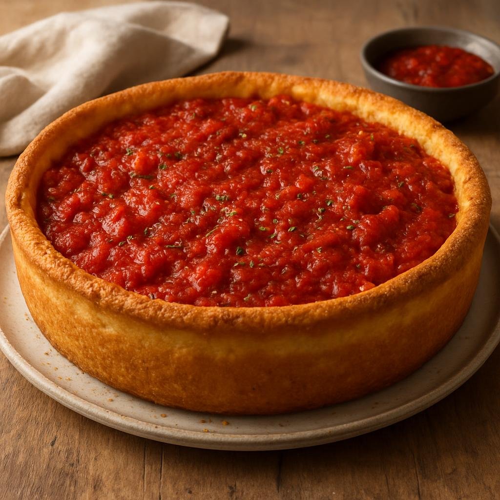 Entree: United States – Midwestern United States (Illinois) – Chicago Deep-Dish Pizza recipe