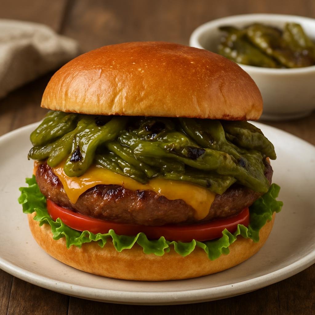 Entree: United States – New Mexico – Green Chile Cheeseburger recipe