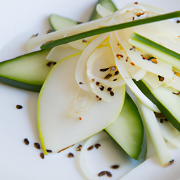 Shaved Daikon, Asian Pear and Cucumber Salad with Ginger-Lime Sesame Dressing recipe