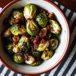 Side Dish: United States – Cider-Roasted Brussels Sprouts with Cranberry-Pecan Gremolata recipe