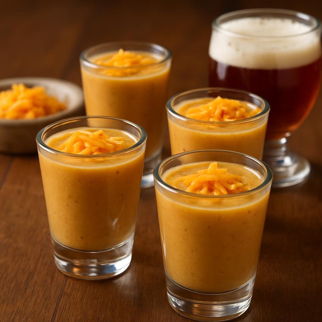 Appetizer: United States – New England (New Hampshire) – Cheddar Ale Soup Shooters recipe